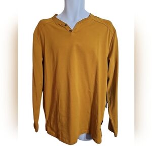 Kenneth Cole Reaction Large Gold NWT Classic Preppy Long Sleeve Henley Shirt